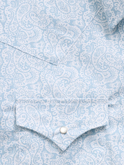 Men's Ely Cattleman Long Sleeve Blue Paisley Print Western Snap Shirt