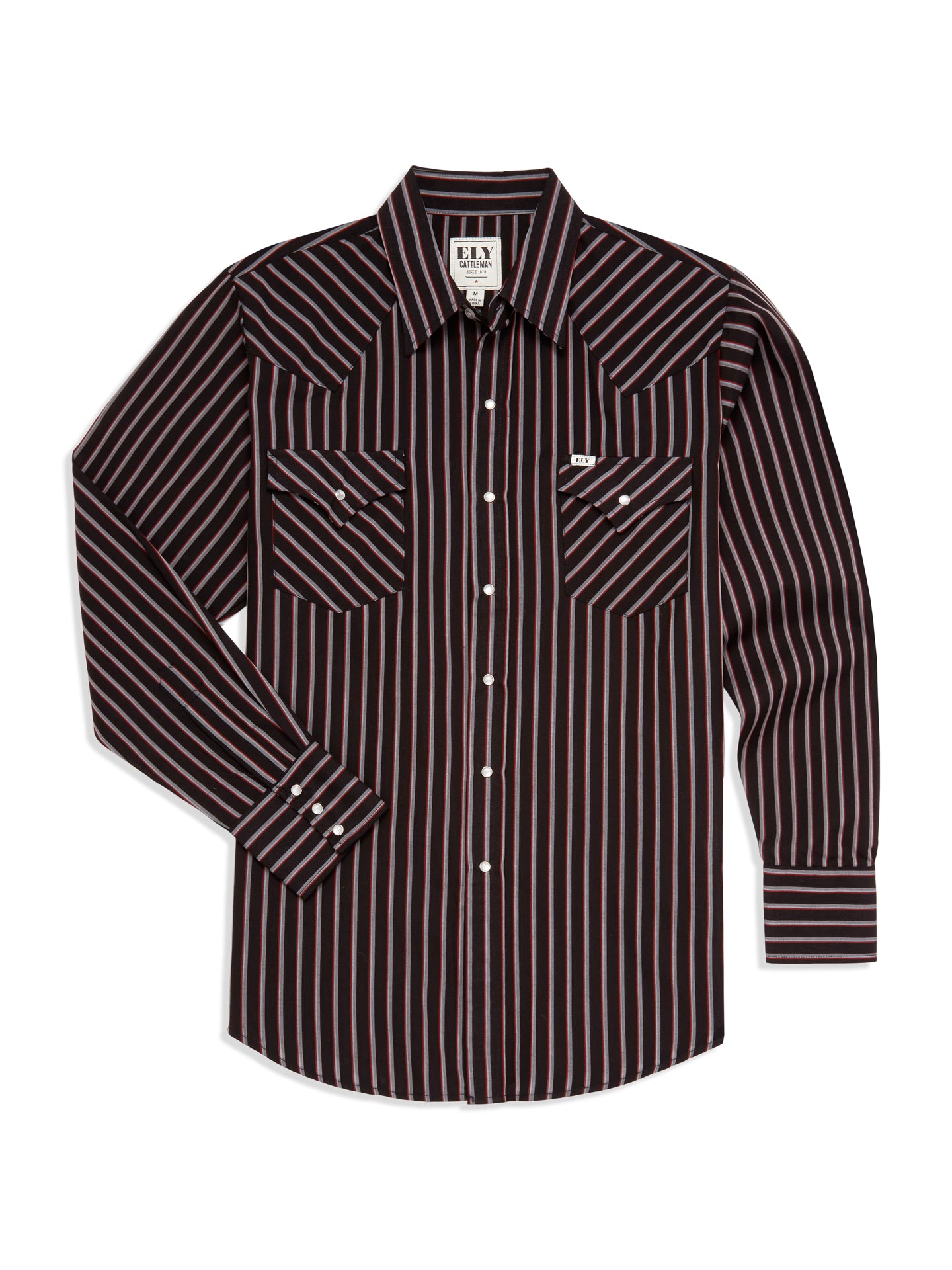 【mnem】Stripe Snap Short Sleeve Tee Men's Ely Cattleman Short Sleeve Stripe Western Snap Shirt