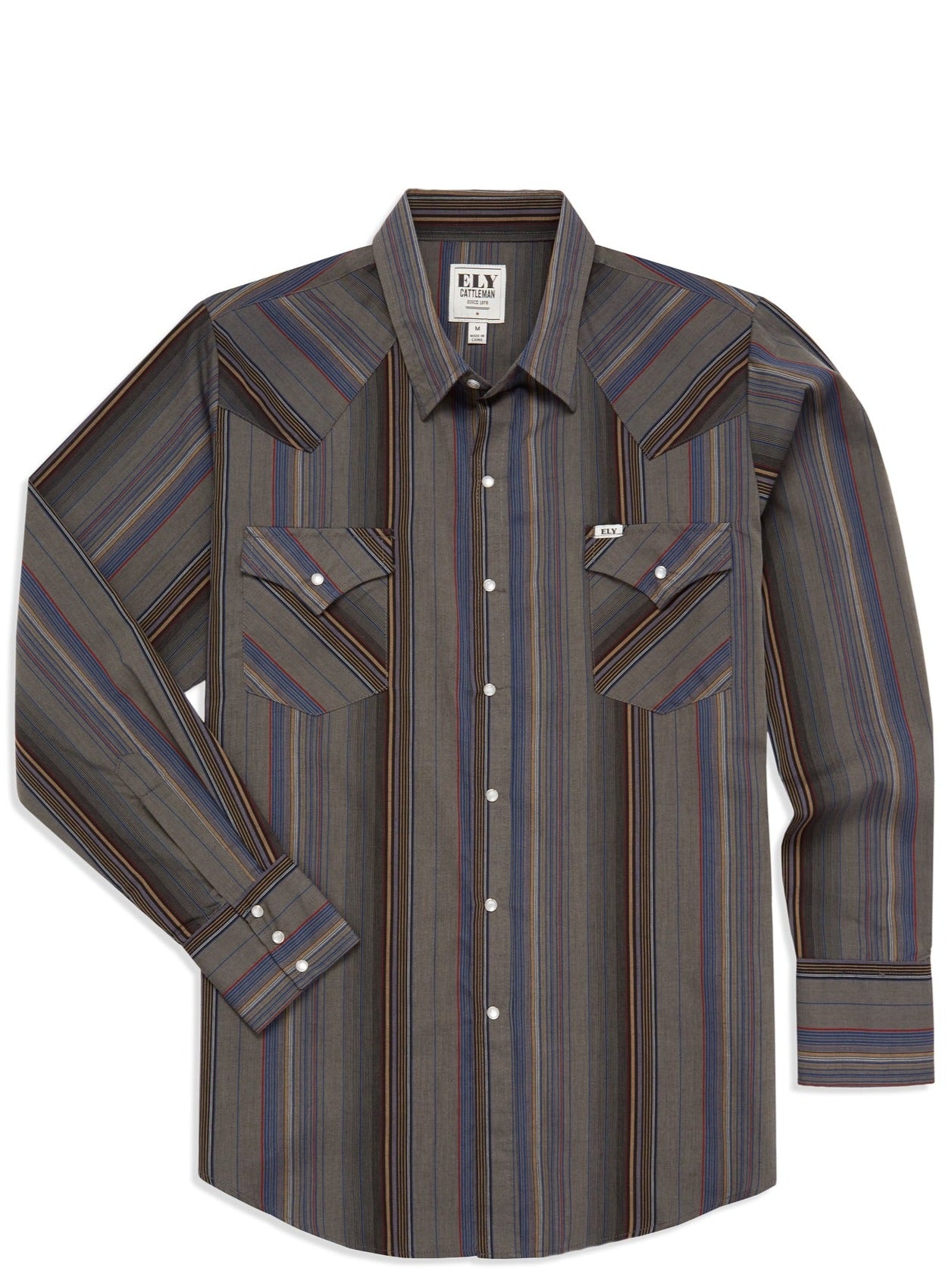 Men's Ely Cattleman Long Sleeve Stripe Western Snap Shirt