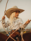 Girl's Ely Cattleman Floral Stripe Print Western Snap Shirt