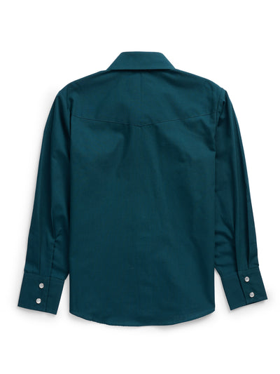 Boy's Ely Cattleman Long Sleeve Solid Pine Western Snap Shirt