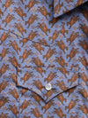 Boy's Ely Cattleman Long Sleeve Cowboy Print Snap Shirt- Denim Blue