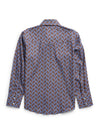 Boy's Ely Cattleman Long Sleeve Cowboy Print Snap Shirt- Denim Blue