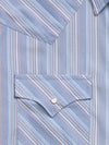 Men's Ely Cattleman Long Sleeve Textured Stripe Western Snap Shirt- Blue