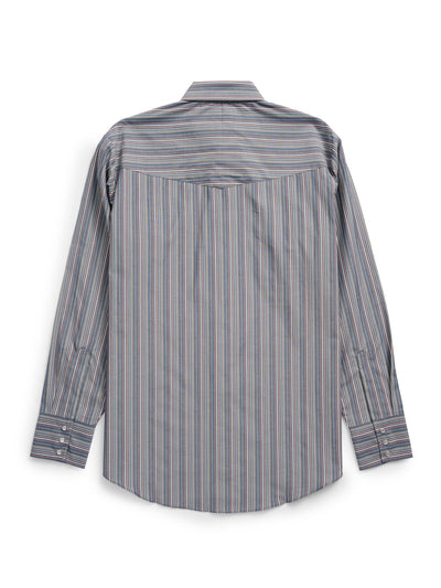 Men's Ely Cattleman Long Sleeve Textured Stripe Western Snap Shirt- Gray