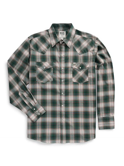 Men's Ely Cattleman Long Sleeve Textured Plaid Western Snap Shirt- Green XXL Men's Ely Cattleman Long Sleeve Textured Plaid Western Snap Shirt- Green XXL