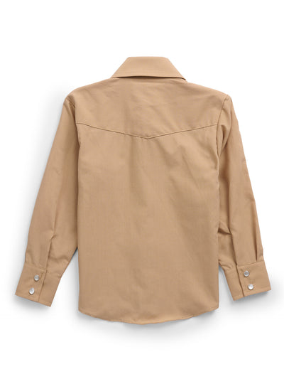 Boy's Ely Cattleman Long Sleeve Solid Tan Western Snap Shirt
