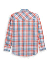 Men's Ely Cattleman Long Sleeve Textured Plaid Western Snap Shirt- Melon