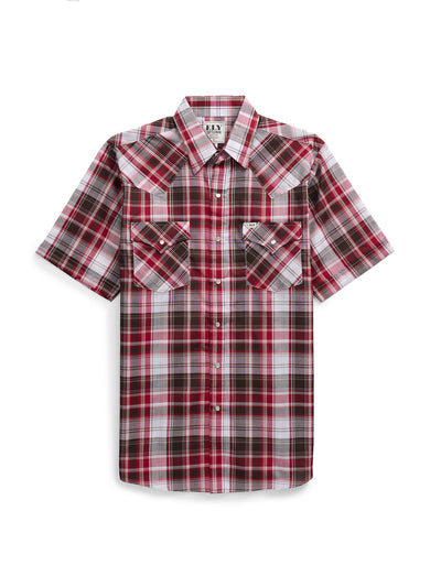 Men's Ely Cattleman Short Sleeve Plaid Western Snap Shirt