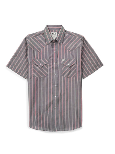 Men's Ely Cattleman Short Sleeve Stripe Western Snap Shirt