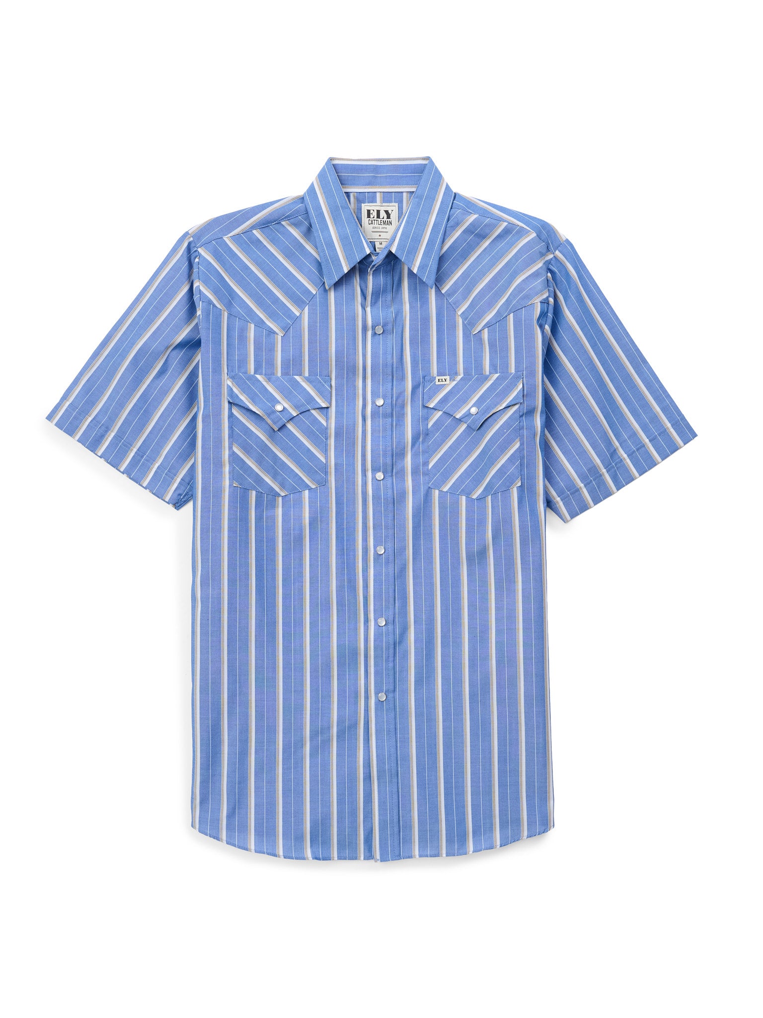 mens short sleeve western dress shirts Ely Cattleman Men's Solid Cowboy Shirt breathable cotton Roper Mens Short Sleeve Snap