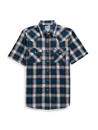 Men's Ely Cattleman Short Sleeve Plaid Western Snap Shirt