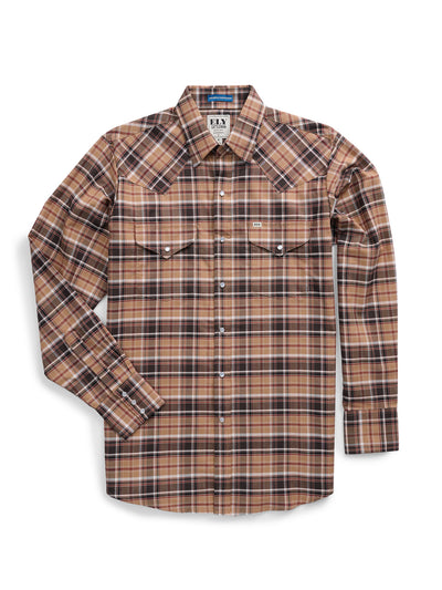 Men's Ely Cattleman Long Sleeve Western Wrinkle Resistant Plaid Snap Shirt
