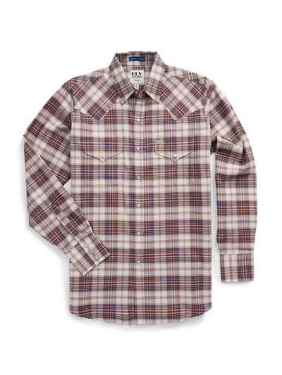 Men's Ely Cattleman Long Sleeve Western Wrinkle Resistant Plaid Snap Shirt