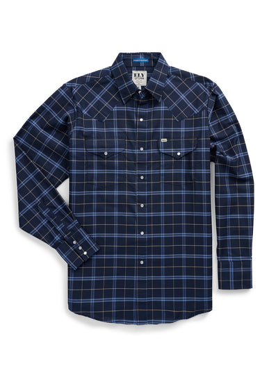 Men's Ely Cattleman Long Sleeve Western Wrinkle Resistant Plaid Snap Shirt