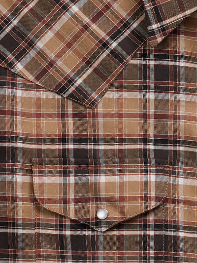 Men's Ely Cattleman Short Sleeve Western Wrinkle Resistant Plaid Snap Shirt