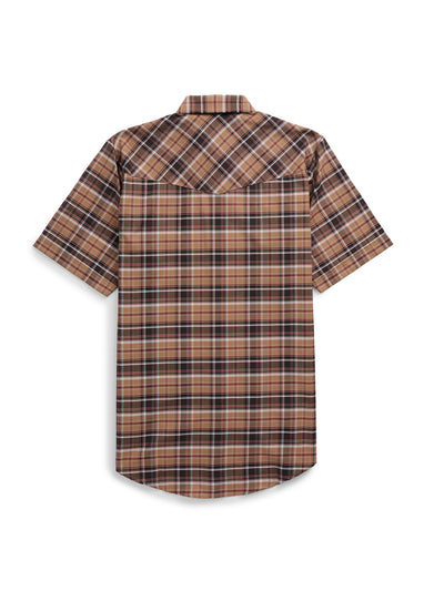 Men's Ely Cattleman Short Sleeve Western Wrinkle Resistant Plaid Snap Shirt