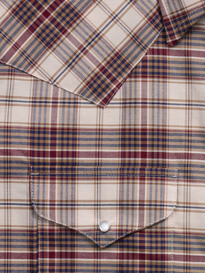 Men's Ely Cattleman Short Sleeve Western Wrinkle Resistant Plaid Snap Shirt