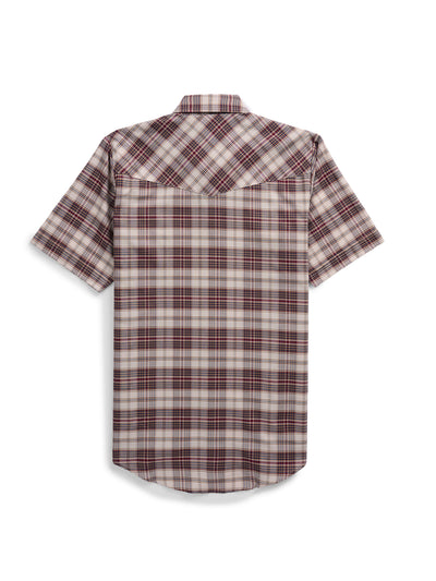Men's Ely Cattleman Short Sleeve Western Wrinkle Resistant Plaid Snap Shirt