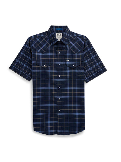 Men's Ely Cattleman Short Sleeve Western Wrinkle Resistant Plaid Snap Shirt