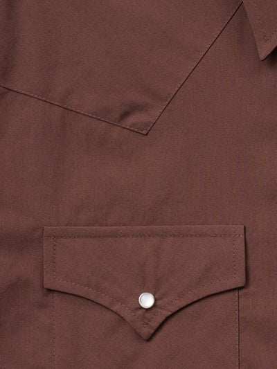 Men's Ely Cattleman Short Sleeve Solid Chocolate Western Shirt