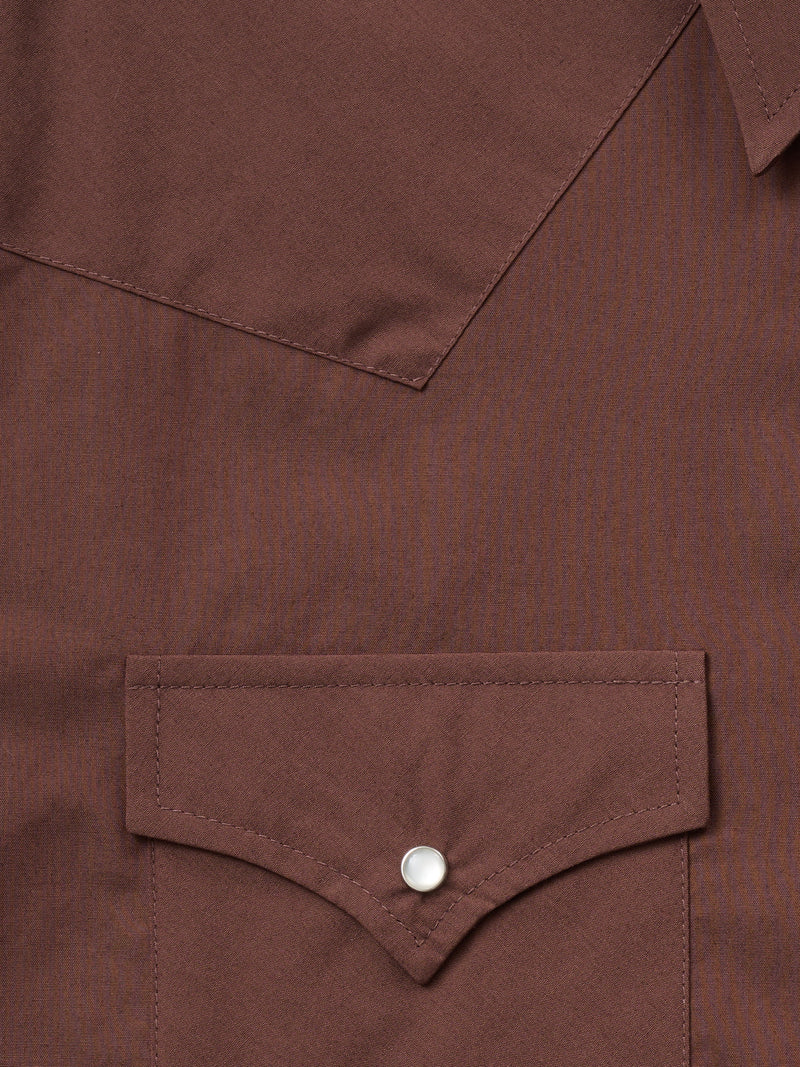 Men's Ely Cattleman Short Sleeve Solid Chocolate Western Shirt