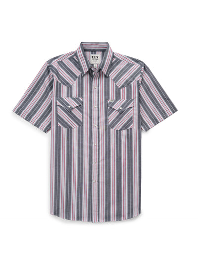 Men's Ely Cattleman Short Sleeve Stripe Western Snap Shirt
