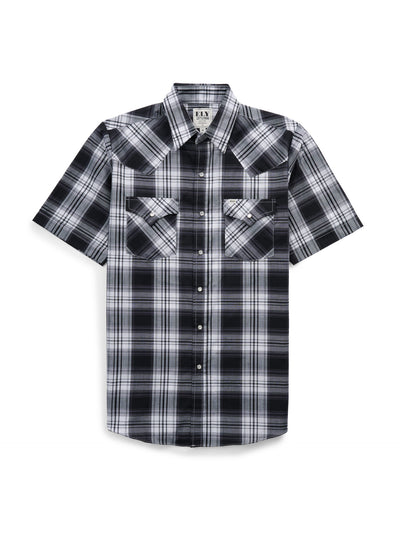 Men's Ely Cattleman Short Sleeve Plaid Western Snap Shirt