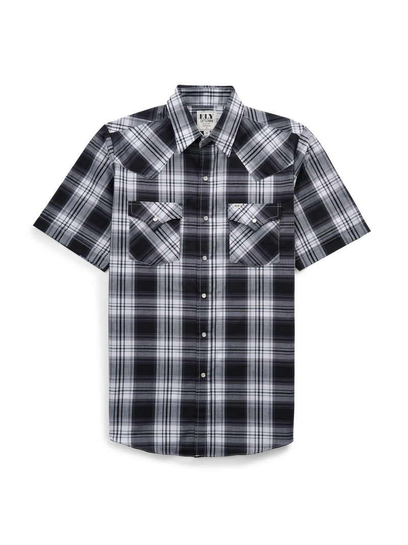 Men's Ely Cattleman Short Sleeve Plaid Western Snap Shirt