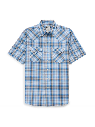 Men's Ely Cattleman Short Sleeve Plaid Western Snap Shirt
