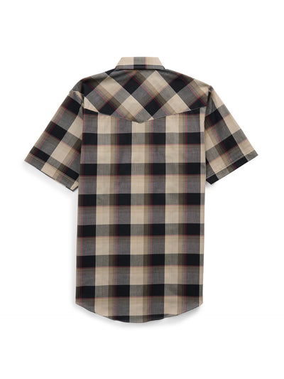 Men's Ely Cattleman Short Sleeve Plaid Western Snap Shirt