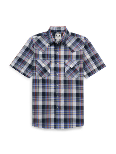 Men's Ely Cattleman Short Sleeve Plaid Western Snap Shirt