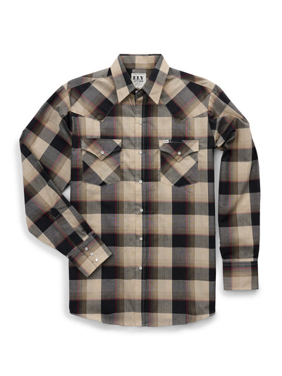 Men's Ely Cattleman Long Sleeve Plaid Western Snap Shirt