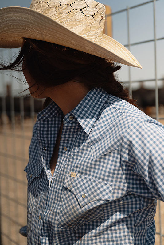 Chemise à carreaux fils métallisés bleu foncé femme | Cache Cache Chemise à carreaux fils métallisés bleu foncé femme | Cache Cache