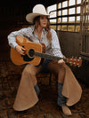 Women's Cowboygirl Horseshoe Cowboy Blue Striped Print Granddaddy Snap Shirt