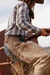 Women's Cowboygirl Ecru & Cowboy Blue Striped Granddaddy Snap Shirt