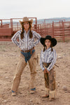 Women's Cowboygirl Ecru & Cowboy Blue Striped Granddaddy Snap Shirt