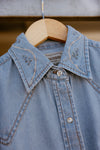 Women's Cowboygirl Light Wash Denim Shirt with Embroidery
