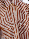 Women's Cowboygirl Ranch Rig Rust Horseshoe Striped Print Granddaddy Snap Shirt