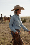 Women's Cowboygirl Light Wash Denim Shirt with Embroidery