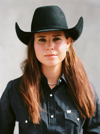 Women's Cowboygirl Black Solid Tonal Dobby Granddaddy Snap Shirt