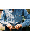 Women's Cowboygirl Light Wash Denim Shirt with Embroidery