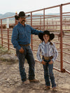 Girl's Cowboygirl Ecru & Cowboy Blue Striped Granddaddy Western Snap Shirt