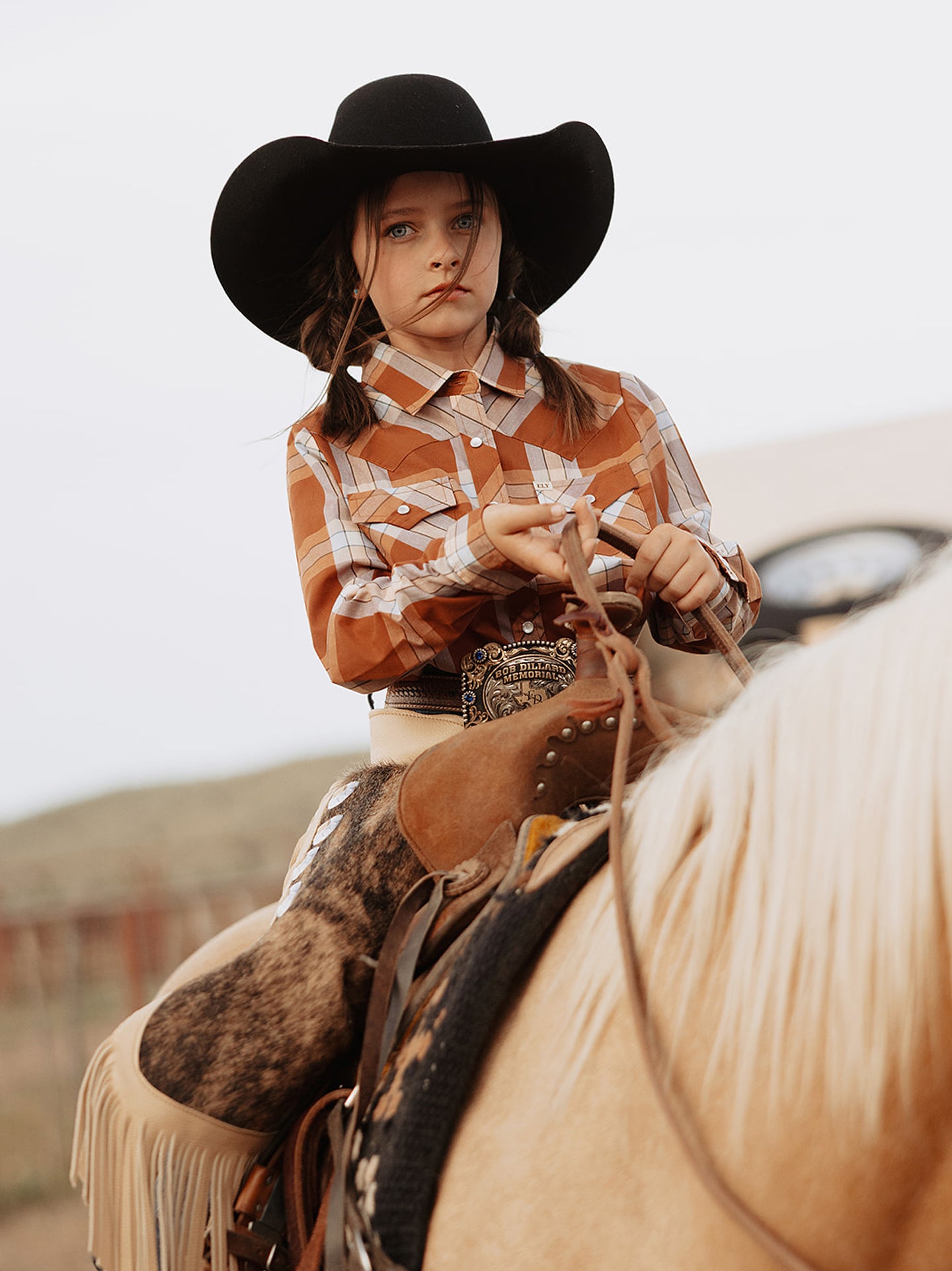 Girl's Cowboygirl Rust Big Plaid Granddaddy Western Snap Shirt