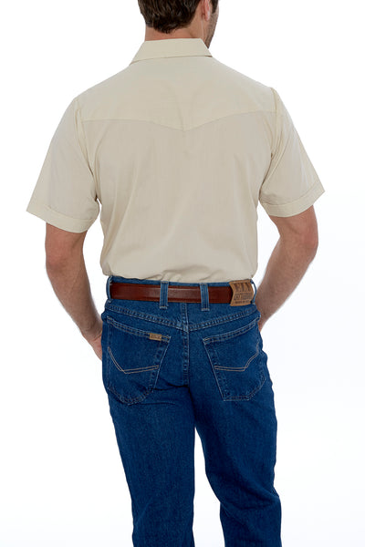 Men's Short Sleeve Solid Western Shirt in Ecru | Ely Cattleman