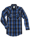 Men's Ely Cattleman Long Sleeve Textured Plaid Western Snap Shirt - Blue