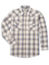 Men's Ely Cattleman Long Sleeve Textured Plaid Western Snap Shirt- White