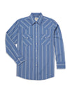 Men's Ely Cattleman Long Sleeve Textured Stripe Western Snap Shirt- Blue