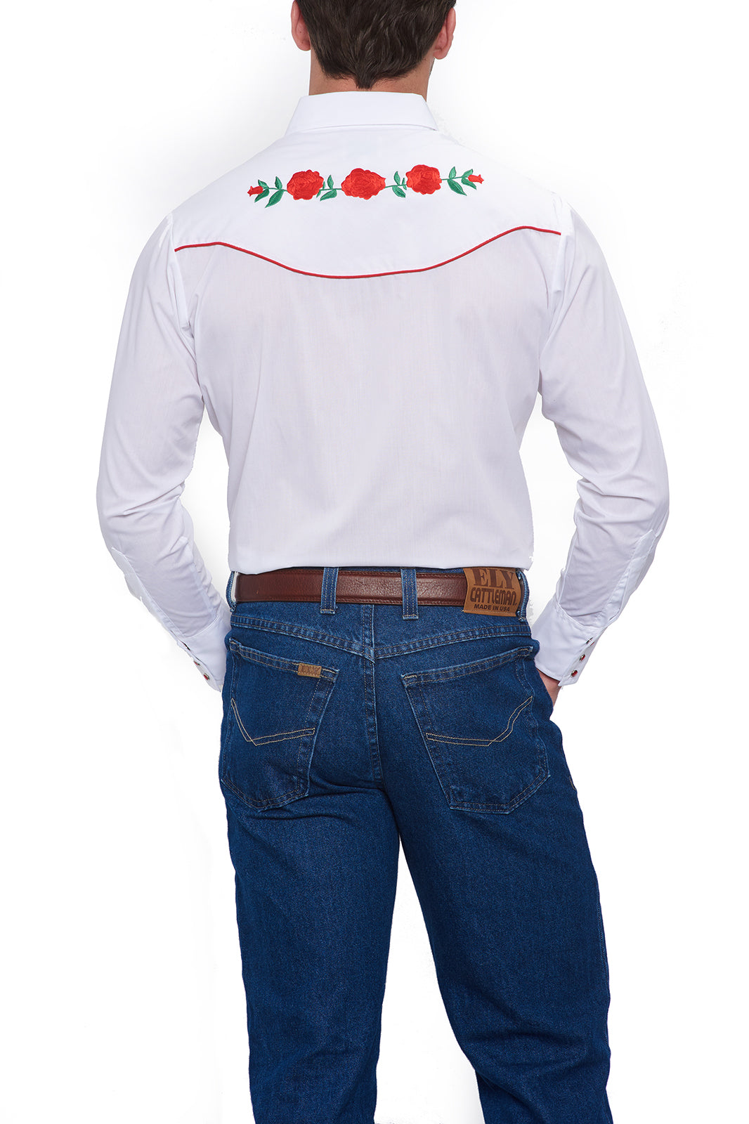 ELY CATTLEMAN Mens Long Sleeve Western Shirt with Rose Embroidery :  : Clothing, Shoes & Accessories