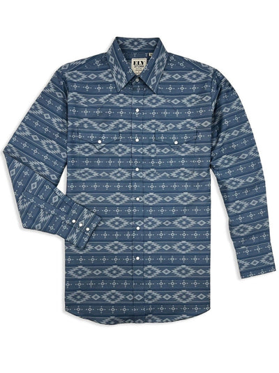 Men's Ely Cattleman Long Sleeve Aztec Stripe Print Western Snap Shirt